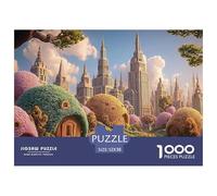 A Colorful Cityscape Made of Flowers 1000 Piezas Corte Preciso Rompecabezas Urban Hobbit Village Divertido Jigsaw Regalo Amigos 52x38cm/1000pcs