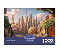 A Colorful Cityscape Made of Flowers 1000 Pzas Corte Preciso Rompecabezas Fantasy Metropolis Familia Jigsaw Decoración Adultos 52x38cm/1000pcs