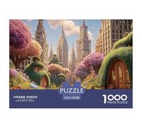 A Colorful Cityscape Made of Flowers 1000 Pzas Corte Preciso Rompecabezas Fantasy Metropolis Vibrante Jigsaw Regalo Niños 52x38cm/1000pcs