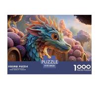 A Colorful Dragon with Glowing Eyes 1000 Pièces Rompecabezas Rainbow Fantasy Dragon Desafiante Único para Adultos Juego De Desafío Difícil 38x26cm/1000pcs