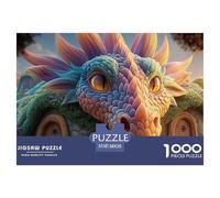 A Colorful Dragon with Glowing Eyes 1000 Pièces Rompecabezas Rainbow Fantasy Dragon Desafiante Único para Adultos Jouets De Défi Familial 38x26cm/1000pcs
