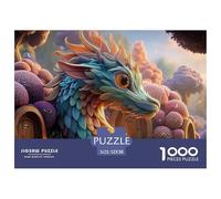 A Colorful Dragon with Glowing Eyes 1000 Pièces Rompecabezas Rainbow Fantasy Dragon Imágenes Vibrantes para Adultos Juego Familiar 52x38cm/1000pcs