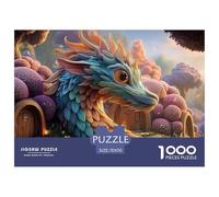 A Colorful Dragon with Glowing Eyes 1000 Piezas Papel Premium Rompecabezas Rainbow Fantasy Dragon Alivio Estrés Jigsaw Educativo Amigos 70x50cm/1000pcs