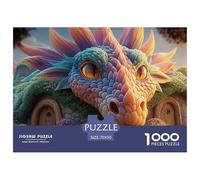 A Colorful Dragon with Glowing Eyes 1000 Pzas Papel Premium Rompecabezas Rainbow Fantasy Dragon Meditativo Jigsaw Decoración Niños 70x50cm/1000pcs