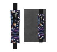 a Cosmic Voyage - Portalápices ajustable de piel, color negro, para diarios, cuadernos, planificadores y tabletas