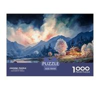 A Cozy Cabin in The Mountains 1000 Pcs Ökopapier Puzzle Cabin in The Mountains Lebendige Bilder Kreatives Spiel Puzzles Für Erwachsene Und Kinder 70x50cm/1000pcs