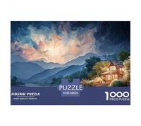 A Cozy Cabin in The Mountains 1000 Pcs Ökopapier Puzzle Cabin in The Mountains Stressabbau Familienspiel Puzzles Als Wohnaccessoires 38x26cm/1000pcs
