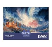 A Cozy Cabin in The Mountains 1000 Stück Premium-Karton Puzzle Cabin in The Mountains Lebendige Bilder Familienspiel Puzzles Als Geburtstagsgeschenke 70x50cm/1000pcs