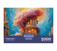 A Cozy Coffee Shop 1000 Pcs Cartón Rompecabezas Cherry Blossom Treehouse Liberador De Estrés Juego Creativo Puzzle Juego De Desafío Difícil 70x50cm/1000pcs