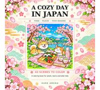 A Cozy Day in Japan: A Coloring Book of Japanese Food, Places and Four Seasons for Adults, Teens and Older Kids