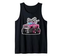 A Cuadros en Mi Monster Truck Mama Era Monster Truck Mamá Camiseta sin Mangas