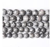 A+cuentas de jaspe natural de mapa, color gris, poder curativo para hacer joyas, pulseras de 8 mm, 45 piezas (oz11, Sa611)