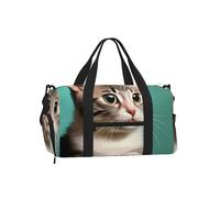 A Curious Cat - Bolsa deportiva de lona con compartimento para zapatos, ligera, para gimnasio, fin de semana para hombres y mujeres, bolsa de viaje impermeable con bolsillo húmedo