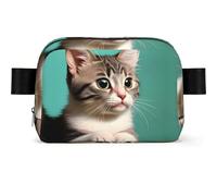 A Curious Cat - Riñonera impermeable para hombres y mujeres, riñonera ajustable para viajes, bolsa cruzada ligera para correr, gimnasio