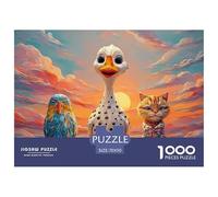 A Cute Cartoon-Style Illustration of Three Animals 1000 Piezas Cartulina Extra Gruesa Set De Rompecabezas Cartoon Duck Antiestrés Desafío Único Rompecabezas para Adultos Y Niños 70x50cm/1000pcs