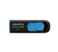 A-Data Technology 64GB DashDrive UV128 Unidad Flash USB USB Tipo a 3.0 (3.1 Gen 1) Negro, Azul - Memoria USB (64 GB, USB Tipo A, 3.0 (3.1 Gen 1), 90 MB/s, Deslizar, Negro, Azul)