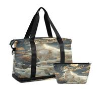 A Deer As Snow with Giant Deer Travel Duffel Bag Waterproof Gym Sport Tote Bag Carry On Weekender Bag with Compartimento, Un ciervo como la nieve con un ciervo gigante, Talla única, Bolsa de viaje