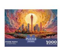 A Digital Art Piece of The City 1000 Pcs Cartón Fuerte Rompecabezas Colorful Moonlit Liberador De Estrés Juego Creativo Puzzle para Adultos Y Niños 38x26cm/1000pcs
