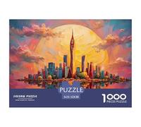 A Digital Art Piece of The City 1000 Piezas Cartón Rompecabezas Colorful Moonlit Imágenes Vibrantes Juego Creativo Puzzle para Adultos Y Niños 52x38cm/1000pcs