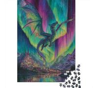 A Dragón Soars Above The Sky Covered by The AuroraRompecabezas De 1000 Piezas para Adultos, Juegos De Desafío para Niños, Regalos38x26cm/1000pcs