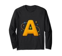A es para Alien UAP Space Exploration Retro Letter Manga Larga