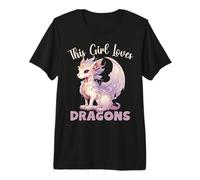 A Esta Chica le Encanta el dragón para niñas en Rosa y Morado Camiseta Premium