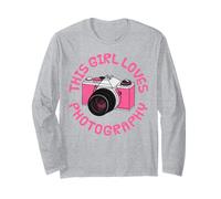 A esta chica le encanta la fotografía, fotógrafa, cámara Manga Larga