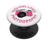 A esta chica le encanta la fotografía, fotógrafa, cámara PopSockets PopGrip Adhesivo