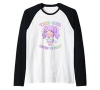 A Esta Chica le Encanta tirarse un Pedo Divertido Humor Anime Kawaii Camiseta Manga Raglan