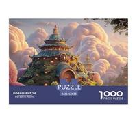 A Estate in The Style of Ancient China 1000 Pzas Papel Premium Rompecabezas Sunset Cloud Sea Desafiante Jigsaw Regalo Adultos 52x38cm/1000pcs