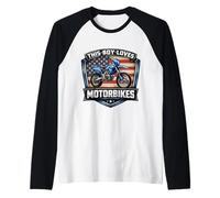 A Este Chico le encantan Las Motos American Dirt Bike Motocross USA Camiseta Manga Raglan