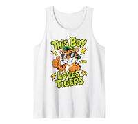 A Este Chico le encantan los Tigres, un Tigre Divertido y Guay con Gafas de Sol y Sombrero Camiseta sin Mangas