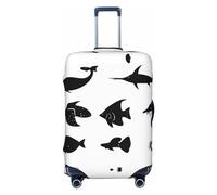A Fascinating Universe - Funda de equipaje de viaje para equipaje de 18 a 32 pulgadas, lavable, resistente a los arañazos, Peces blancos y negros, XL