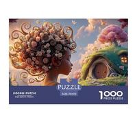 A Female Spirit Made of Swirling Flowers 1000 Piezas Papel Premium Rompecabezas Flower Hair Girl Meditativo Jigsaw Decoración Niños 70x50cm/1000pcs