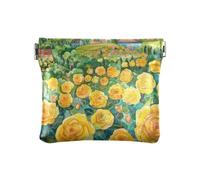 A Field Of Yellow Roses - Monedero pequeño de piel sintética para maquillaje de mujer y niña, Un campo de rosas amarillas, Decoración