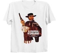 A Fistful of Dollars Western Poster Movie Cool Vintage Unisex T Shirt B226 White L