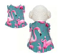 A flock of flamencos XS - Ropa para mascotas para perros pequeños, bonito traje de verano para cachorros, ropa suave y transpirable para mascotas para gatos