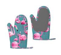 A Flock of Flamingos - Guantes de silicona para horno, un par de diseños antideslizantes para el hogar, cocina, al aire libre, barbacoa, pan