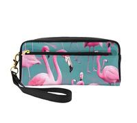 A Flock of Flamingos - Neceser pequeño para maquillaje, estuche de doble cara de piel sintética