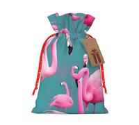 A flock of flamingos Print Drawstring Favor Bags S Holiday Pouches, Treat Sacos y Christmas Treat Bags