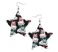 A Frogs In Glasses And Tie2 Pendientes de cuero en forma de estrella Mujeres Niñas Pendientes colgantes simples Regalos para ella