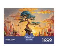 A Futuristic Cityscape 1000 Piezas Cartón Rompecabezas Floating City Tree Imágenes Vibrantes Juego Familiar Puzzle para Niños Pequeños 52x38cm/1000pcs