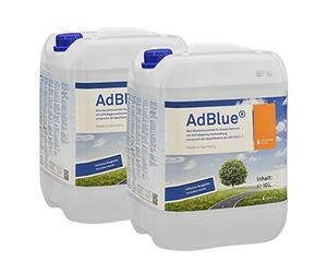 A&G-heute AdBlue - Solución de urea de alta pureza para reducción de gases de escape SCR, 20 l, 2 x 10 litros, ISO 22241, manguera de llenado, reduce la emisión de óxidos de nitrógeno | todas las