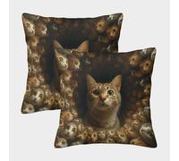 A Gato Is All Impresión 3D Funda De Almohada Elegantes DecoRataiva Muy Cómoda para El Hogar Cuadradas Mascotas Fundas Cojines Paquete De 2 para Sofá Cama Hogar Exterior 40x40cm
