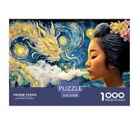 A_Geisha_is_Smoking 1000 Pcs Stabiler Karton Puzzle Japanese Geisha Stressabbau Familienspiel Puzzles Als Geburtstagsgeschenke 52x38cm/1000pcs
