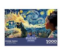 A_Geisha_is_Smoking 1000 Stück Ökopapier Puzzle Japanese Geisha Stressabbau Kreatives Spiel Puzzles Als Geburtstagsgeschenke 38x26cm/1000pcs