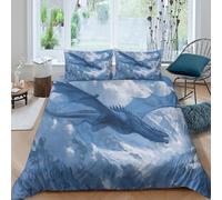 A Giant Dragon Soars Above The Snow Funda De Edredón 3D,Capped Mountains Juegos De Ropa De Cama Microfibra, Impresas De con Funda De Almohada 3 Piezas Niño Niña Double（200x200cm）
