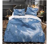 A Giant Dragon Soars Above The Snow Funda De Edredón 3D,Juego De Cama De Capped Mountains,y Fundas De Almohada Suave Transpirable Microfibra,3 Piezas para Niñas Y Niños Super King（260x220cm）