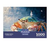 A Giant Green Crab 1000 Stück Ökopapier Puzzle Giant Crab & Tiny Girl Lebendige Bilder Kreatives Spiel Puzzles Für Erwachsene Und Kinder 52x38cm/1000pcs
