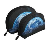 A Giant Planetary Landscape - Bolsas de maquillaje impresas de 2 piezas, portátil, bolsa de aseo de viaje, White, Talla única